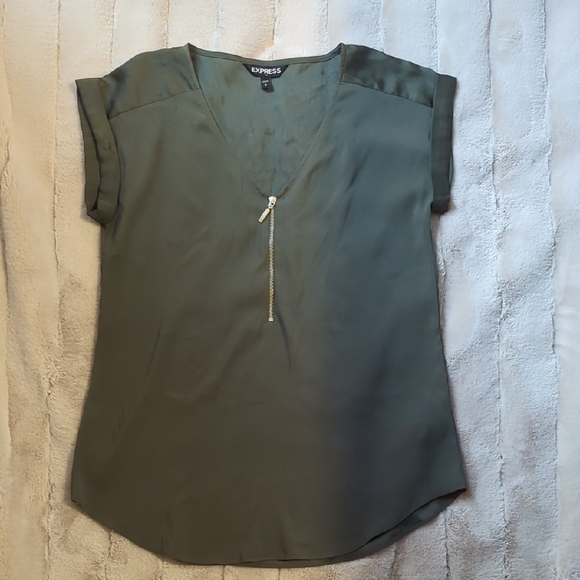 Express Tops - Express Women's Sage Green Blouse with Zipper